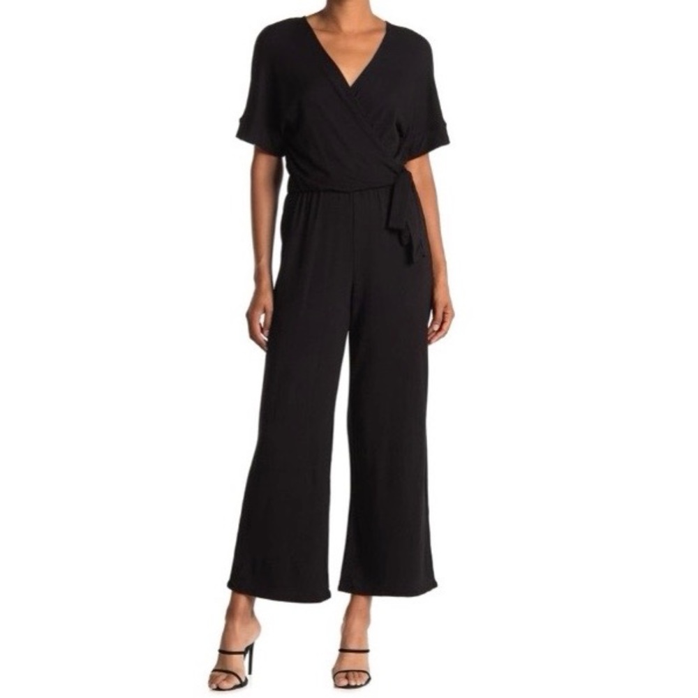 ‘catherine malandrino’ belted wide leg wrap jumpsuit